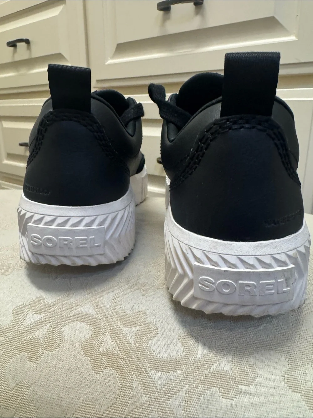 Sorel Waterproof Black Lace-Up Sneakers with White Platform Sole